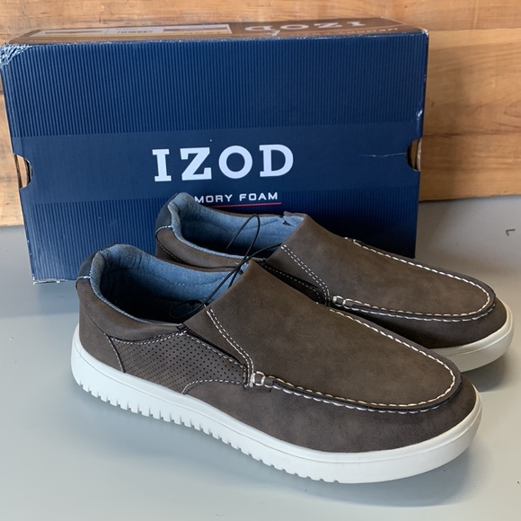 NEW Men's Izod Hampton Brown Slip On Casual Lightweight Shoes Memory Foam - Picture 3 of 5